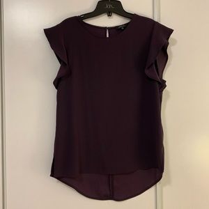 Aritzia Babaton Ruffle Sleeve Blouse in Purple
